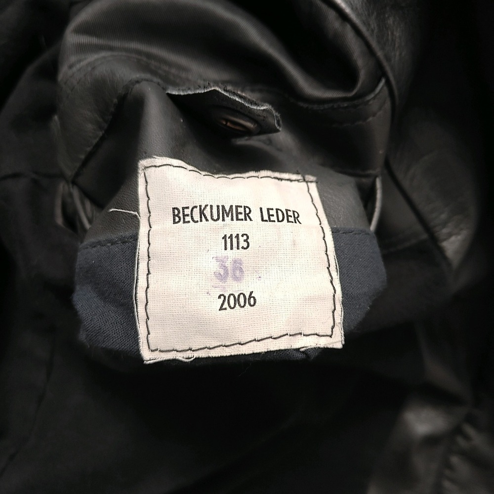 Vintage 80s German Polizei Police Leather Motorcycle Jacket 36 Black - Picture 6 of 13